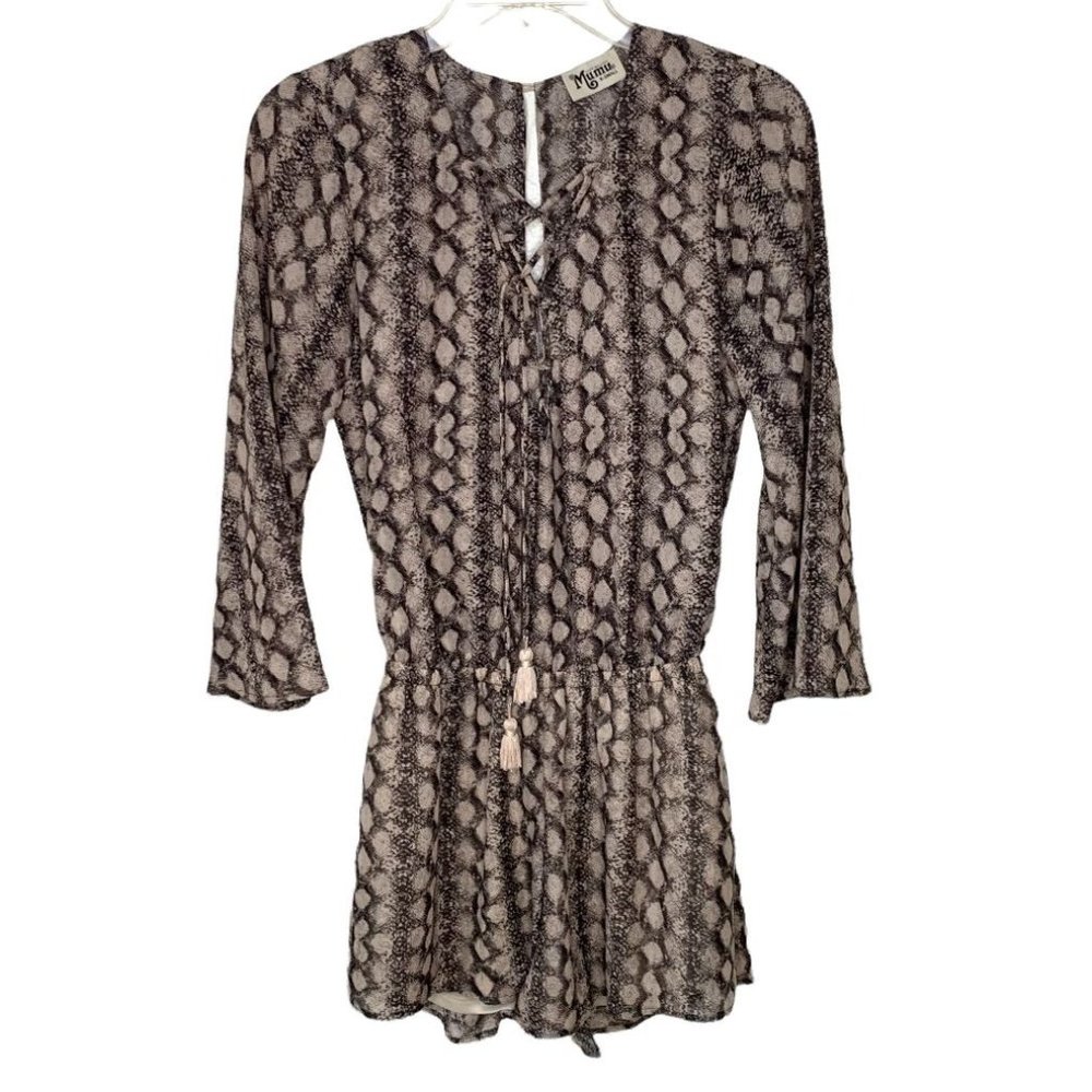 Show Me Your Mumu Tillie Tie Romper Black Diamond Snake Print